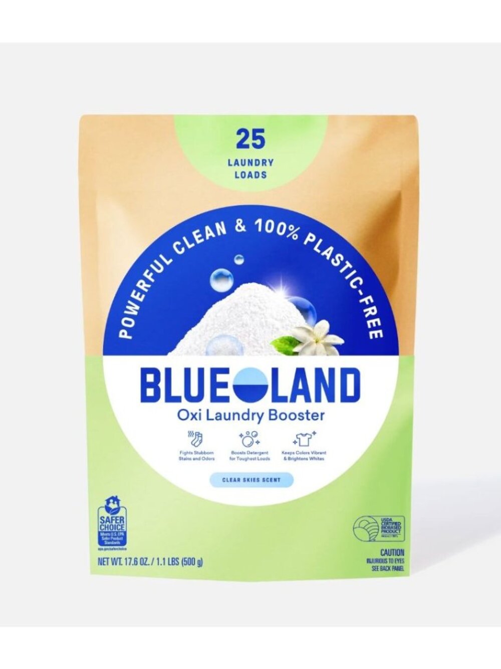 Blueland Oxi Laundry Booster Clear Skies Scent 2-Pack 25 Loads Each Powerful Cle
